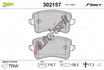 VALEO Sada brzdovch destiek FIRST VA 302157, 302157
