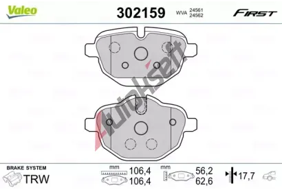 VALEO Sada brzdovch destiek FIRST VA 302159, 302159