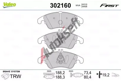 VALEO Sada brzdovch destiek FIRST VA 302160, 302160