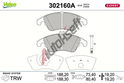 VALEO Sada brzdov�ch desti�ek EXPERT VA 302160A, 302160A
