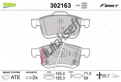 VALEO Sada brzdovch destiek FIRST VA 302163, 302163