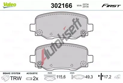 VALEO Sada brzdovch destiek FIRST VA 302166, 302166