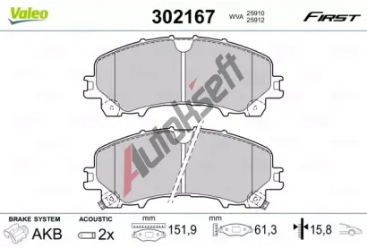 VALEO Sada brzdovch destiek FIRST VA 302167, 302167
