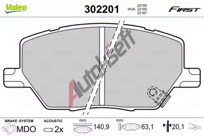 VALEO Sada brzdovch destiek FIRST VA 302201, 302201