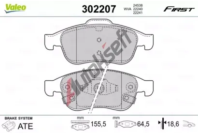 VALEO Sada brzdovch destiek FIRST VA 302207, 302207