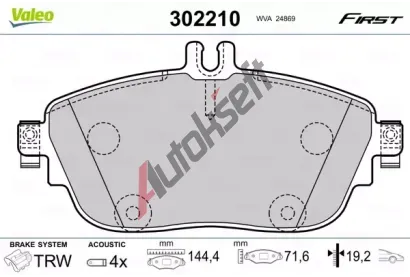 VALEO Sada brzdovch destiek FIRST VA 302210, 302210