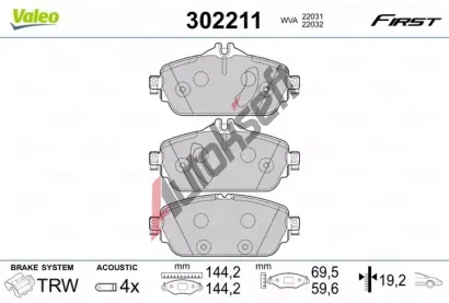 VALEO Sada brzdovch destiek FIRST VA 302211, 302211