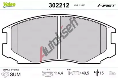 VALEO Sada brzdovch destiek FIRST VA 302212, 302212
