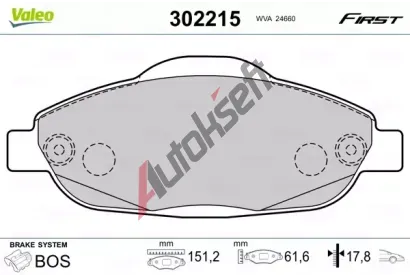 VALEO Sada brzdovch destiek FIRST VA 302215, 302215