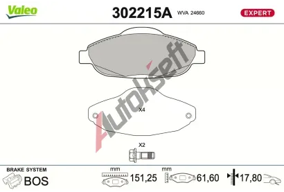 VALEO Sada brzdov�ch desti�ek EXPERT VA 302215A, 302215A