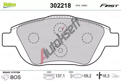 VALEO Sada brzdovch destiek FIRST VA 302218, 302218