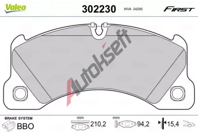 VALEO Sada brzdovch destiek FIRST VA 302230, 302230