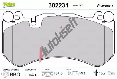 VALEO Sada brzdovch destiek FIRST VA 302231, 302231