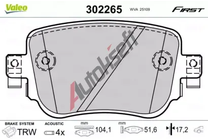 VALEO Sada brzdovch destiek FIRST VA 302265, 302265