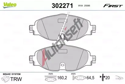 VALEO Sada brzdovch destiek FIRST VA 302271, 302271