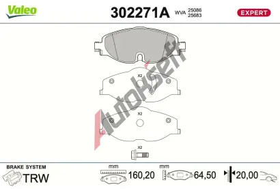 VALEO Sada brzdov�ch desti�ek EXPERT VA 302271A, 302271A