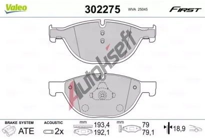 VALEO Sada brzdových destiček FIRST VA 302275, 302275 VALEO Sada brzdových destiček FIRST VA 302275, 302275