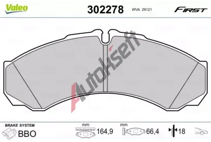 VALEO Sada brzdovch destiek FIRST VA 302278, 302278