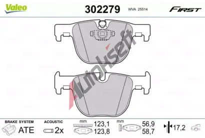 VALEO Sada brzdovch destiek FIRST VA 302279, 302279