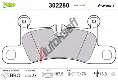 VALEO Sada brzdovch destiek FIRST VA 302280, 302280
