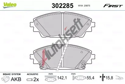 VALEO Sada brzdovch destiek FIRST VA 302285, 302285