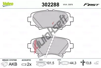 VALEO Sada brzdovch destiek FIRST VA 302288, 302288