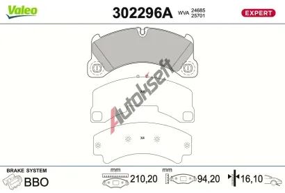 VALEO Sada brzdov�ch desti�ek EXPERT VA 302296A, 302296A