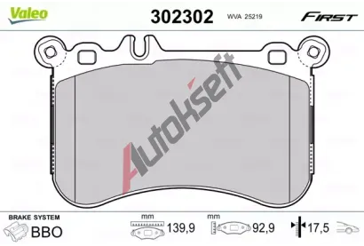 VALEO Sada brzdovch destiek FIRST VA 302302, 302302