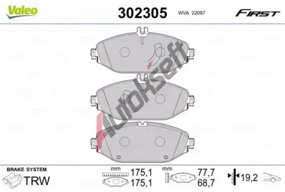 VALEO Sada brzdovch destiek FIRST VA 302305, 302305