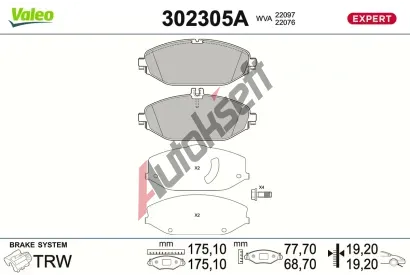 VALEO Sada brzdov�ch desti�ek EXPERT VA 302305A, 302305A