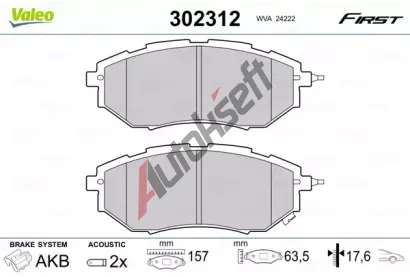 VALEO Sada brzdovch destiek FIRST VA 302312, 302312