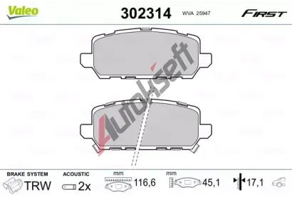 VALEO Sada brzdovch destiek FIRST VA 302314, 302314