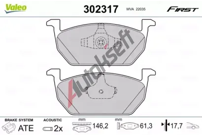 VALEO Sada brzdovch destiek FIRST VA 302317, 302317
