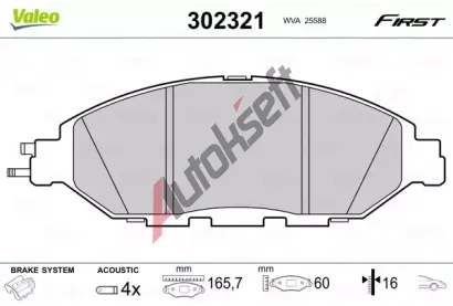 VALEO Sada brzdovch destiek FIRST VA 302321, 302321