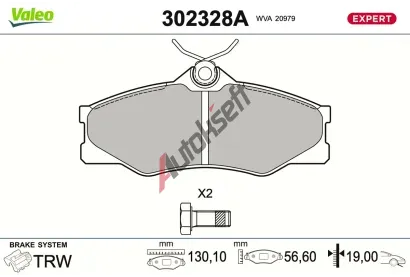 VALEO Sada brzdových destiček EXPERT VA 302328A, 302328A VALEO Sada brzdových destiček EXPERT VA 302328A, 302328A