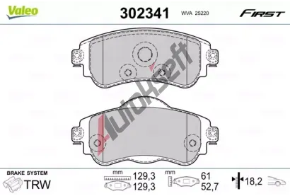 VALEO Sada brzdovch destiek FIRST VA 302341, 302341