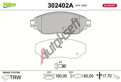 VALEO Sada brzdov�ch desti�ek EXPERT VA 302402A, 302402A
