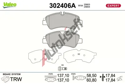 VALEO Sada brzdov�ch desti�ek EXPERT VA 302406A, 302406A