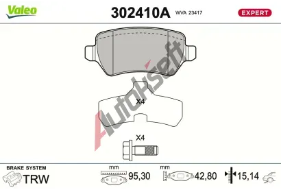 VALEO Sada brzdov�ch desti�ek EXPERT VA 302410A, 302410A