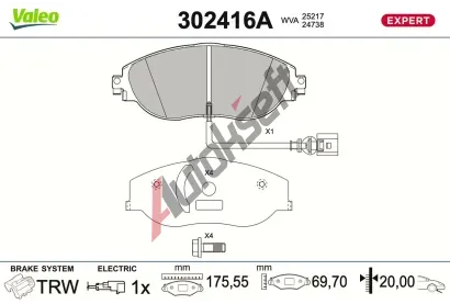 VALEO Sada brzdov�ch desti�ek EXPERT VA 302416A, 302416A