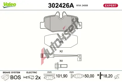 VALEO Sada brzdov�ch desti�ek EXPERT VA 302426A, 302426A