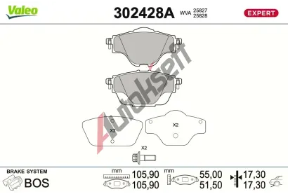 VALEO Sada brzdov�ch desti�ek EXPERT VA 302428A, 302428A