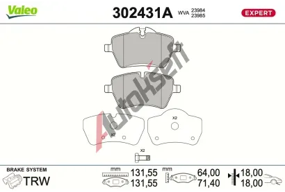 VALEO Sada brzdov�ch desti�ek EXPERT VA 302431A, 302431A