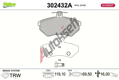 VALEO Sada brzdov�ch desti�ek EXPERT VA 302432A, 302432A