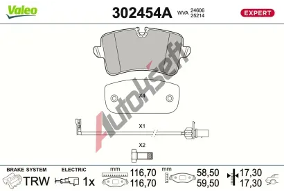 VALEO Sada brzdov�ch desti�ek EXPERT VA 302454A, 302454A