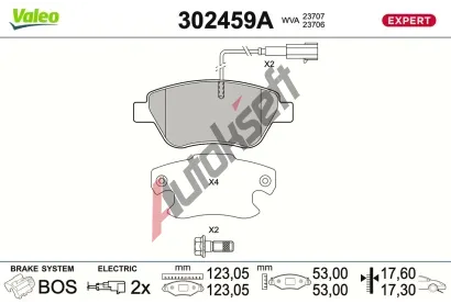 VALEO Sada brzdov�ch desti�ek EXPERT VA 302459A, 302459A