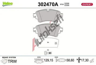 VALEO Sada brzdov�ch desti�ek EXPERT VA 302470A, 302470A
