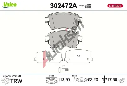 VALEO Sada brzdov�ch desti�ek EXPERT VA 302472A, 302472A