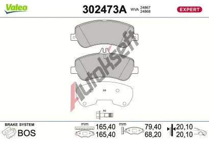 VALEO Sada brzdov�ch desti�ek EXPERT VA 302473A, 302473A