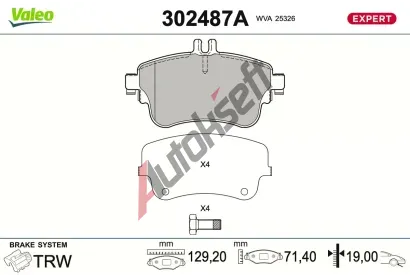 VALEO Sada brzdových destiček EXPERT VA 302487A, 302487A VALEO Sada brzdových destiček EXPERT VA 302487A, 302487A